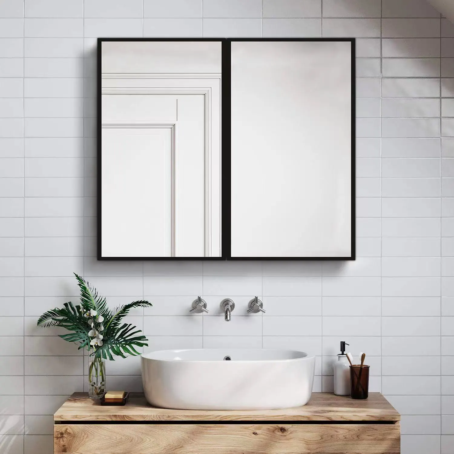 26*30 inches Black Metal Framed Medicine Cabinet