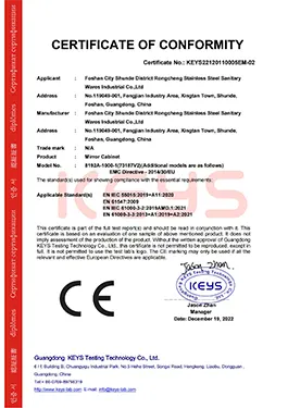 As a Backlit Mirror Exporter, Aosmay manufactures products that comply with CE marking, CE marking indicates that a product has been assessed by the manufacturer and deemed to meet EU safety, health and environmental protection requirements.