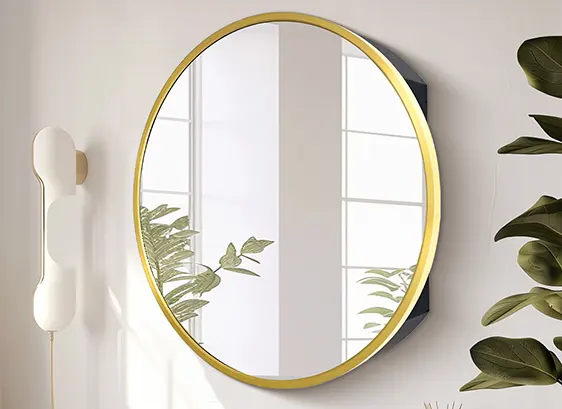 glod round mirror cabinet