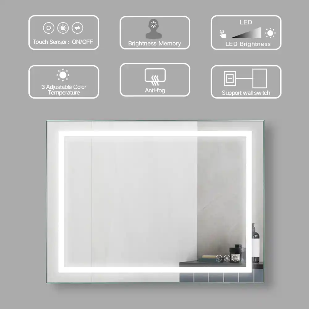 LED mirrored aluminum bezel and mirrors allow for a perfect match.